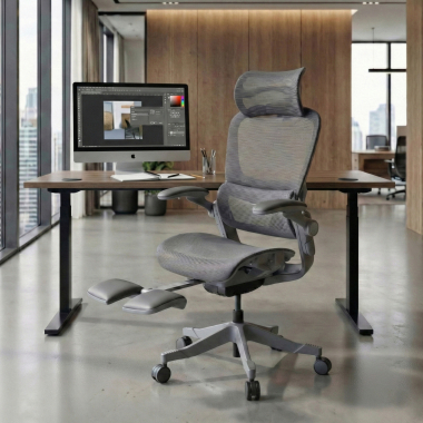 sedia ergonomica bianco grigio erghos x1 rete transpirante braccioli regolabili 3d doppio supporto lombare poggiatesta 2