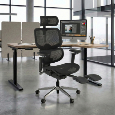 sedia ergonomica nero erghos x2 rete transpirante braccioli regolabili 5d doppio supporto lombare poggiatesta poggiapiedi estensibile 2