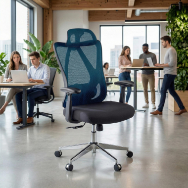sedia ergonomica blu matrix rete transpirante braccioli mobili supporto lombare poggiatesta 2