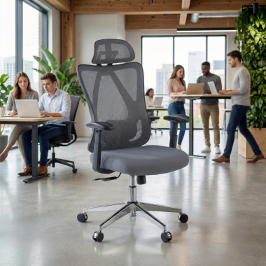 sedia ergonomica grigio matrix rete transpirante braccioli mobili supporto lombare poggiatesta 2