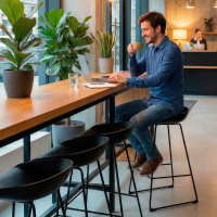 Sgabello da ufficio Helsinki, design scandinavo, gambe in metallo