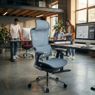 sedia ergonomica blu valkyr rete transpirante braccioli regolabili 4d doppio supporto lombare poggiatesta 2