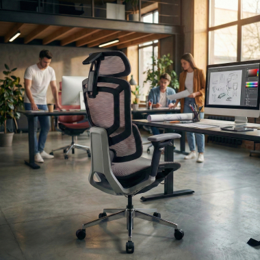 sedia ergonomica grigio valkyr rete transpirante braccioli regolabili 4d doppio supporto lombare poggiatesta 2
