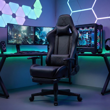 sedia gaming nero epic ecopelle braccioli mobili cuscino lombare e cervicale poggiatesta poggiapiedi estensibile 2