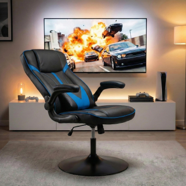 sedia gaming blu ecopelle braccioli ribaltabili 2