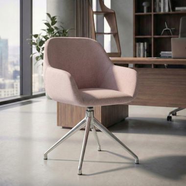 sedia sala riunione cromato beige girevole tessuto braccioli imbottiti 2