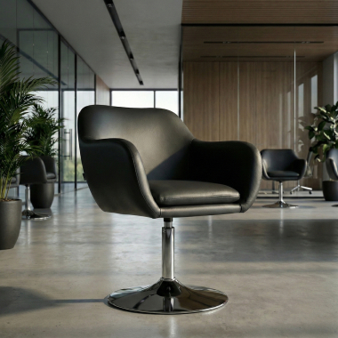 sedia per sala dattesa nero space ecopelle braccioli fissi 2