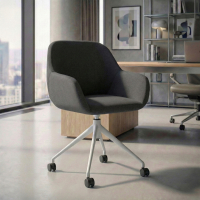 Sedia riunioni con ruote Greta, base in alluminio