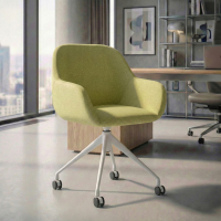 Sedia riunioni con ruote Greta, base in alluminio