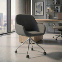 Sedia riunioni con ruote Greta, base in alluminio