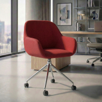 Sedia riunioni con ruote Greta, base in alluminio