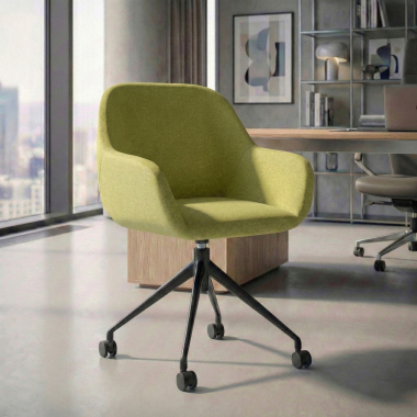 sedia sala riunione nero verde girevole con ruote tessuto braccioli imbottiti 2