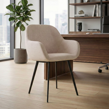 sedia ospite ufficio nero beige 4 gambe tessuto braccioli imbottiti 2