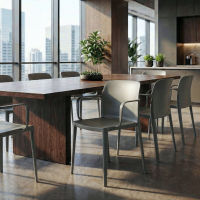 Sedia ristorante con braccioli Loop, seduta ampia