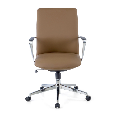 poltrona da ufficio beige schienale basso ecopelle braccioli fissi 3