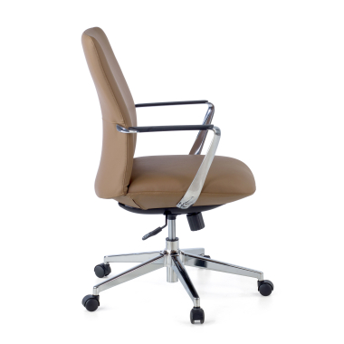 poltrona da ufficio beige schienale basso ecopelle braccioli fissi 4
