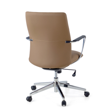 poltrona da ufficio beige schienale basso ecopelle braccioli fissi 9