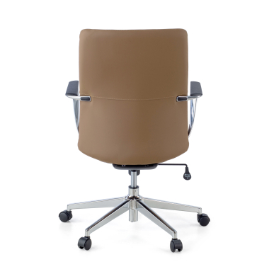 poltrona da ufficio beige schienale basso ecopelle braccioli fissi 7