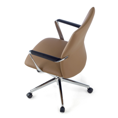 poltrona da ufficio beige schienale basso ecopelle braccioli fissi 8
