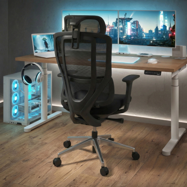 sedia ergonomica nero aeroflow struttura nera rete transpirante braccioli regolabili 3d doppio supporto lombare poggiatesta 2