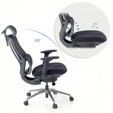sedia ergonomica nero aeroflow struttura nera rete transpirante braccioli regolabili 3d doppio supporto lombare poggiatesta 4