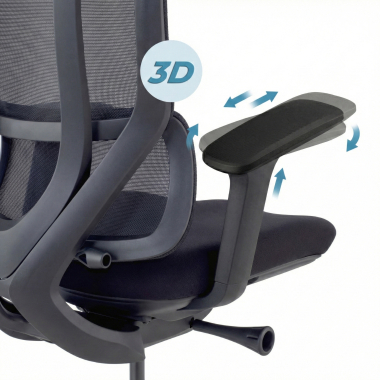 sedia ergonomica nero aeroflow struttura nera rete transpirante braccioli regolabili 3d doppio supporto lombare poggiatesta 5