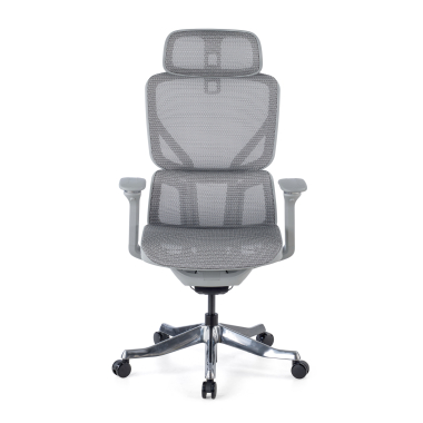 sedia ergonomica bianco grigio aerofit struttura bianca rete transpirante braccioli regolabili 4d doppio supporto lombare poggiatesta 3