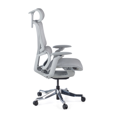 sedia ergonomica bianco grigio aerofit struttura bianca rete transpirante braccioli regolabili 4d doppio supporto lombare poggiatesta 4