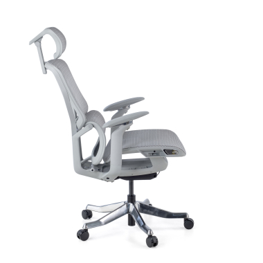sedia ergonomica bianco grigio aerofit struttura bianca rete transpirante braccioli regolabili 4d doppio supporto lombare poggiatesta 5