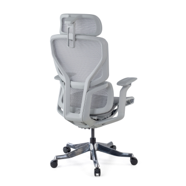 sedia ergonomica bianco grigio aerofit struttura bianca rete transpirante braccioli regolabili 4d doppio supporto lombare poggiatesta 6