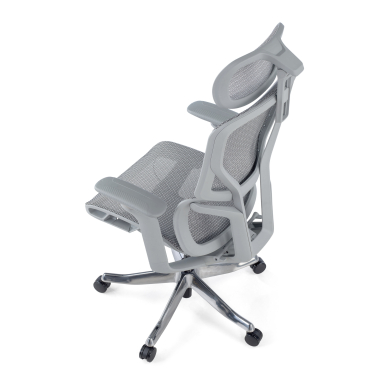 sedia ergonomica bianco grigio aerofit struttura bianca rete transpirante braccioli regolabili 4d doppio supporto lombare poggiatesta 7