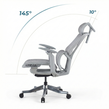 sedia ergonomica bianco grigio aerofit struttura bianca rete transpirante braccioli regolabili 4d doppio supporto lombare poggiatesta 9