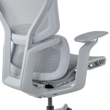 sedia ergonomica bianco grigio aerofit struttura bianca rete transpirante braccioli regolabili 4d doppio supporto lombare poggiatesta 8