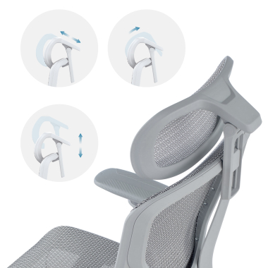 sedia ergonomica bianco grigio aerofit struttura bianca rete transpirante braccioli regolabili 4d doppio supporto lombare poggiatesta 12