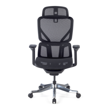 sedia ergonomica nero aerofit struttura nera rete transpirante braccioli regolabili 4d doppio supporto lombare poggiatesta 3