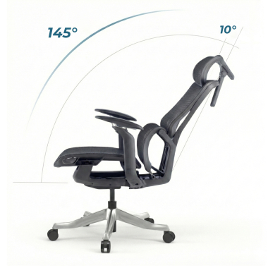 sedia ergonomica nero aerofit struttura nera rete transpirante braccioli regolabili 4d doppio supporto lombare poggiatesta 11