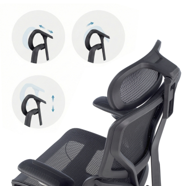 sedia ergonomica nero aerofit struttura nera rete transpirante braccioli regolabili 4d doppio supporto lombare poggiatesta 10