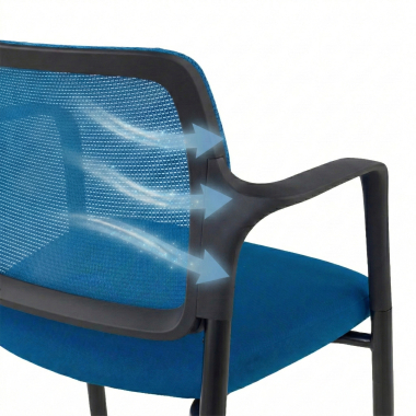 sedia ospite ufficio blu con bracci rete transpirante braccioli fissi 5