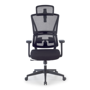 sedia ergonomica nero con poggiatesta tessuto braccioli fissi doppio supporto lombare poggiatesta 3