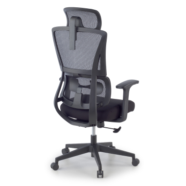 sedia ergonomica nero con poggiatesta tessuto braccioli fissi doppio supporto lombare poggiatesta 11