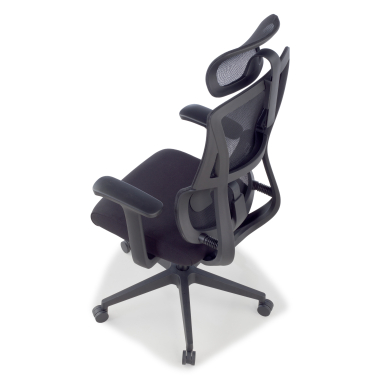 sedia ergonomica nero con poggiatesta tessuto braccioli fissi doppio supporto lombare poggiatesta 12