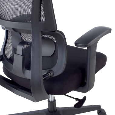 sedia ergonomica nero con poggiatesta tessuto braccioli fissi doppio supporto lombare poggiatesta 7
