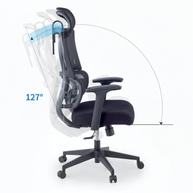 sedia ergonomica nero con poggiatesta tessuto braccioli fissi doppio supporto lombare poggiatesta 5