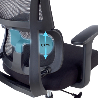 sedia ergonomica nero con poggiatesta tessuto braccioli fissi doppio supporto lombare poggiatesta 8