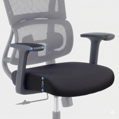 sedia ergonomica nero con poggiatesta tessuto braccioli fissi doppio supporto lombare poggiatesta 10