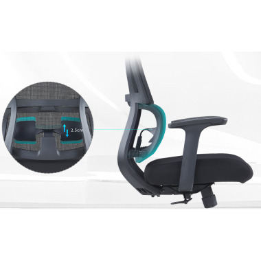 sedia ergonomica nero senza poggiatesta tessuto braccioli fissi doppio supporto lombare 5