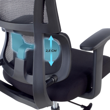 sedia ergonomica nero senza poggiatesta tessuto braccioli fissi doppio supporto lombare 6
