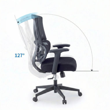 sedia ergonomica nero senza poggiatesta tessuto braccioli fissi doppio supporto lombare 7