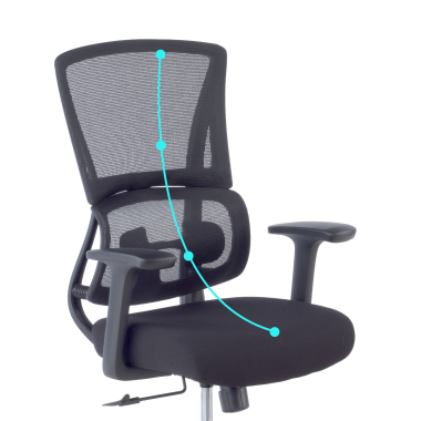 sedia ergonomica nero senza poggiatesta tessuto braccioli fissi doppio supporto lombare 8