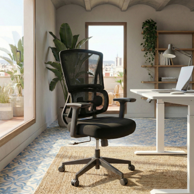 sedia ergonomica nero senza poggiatesta tessuto braccioli fissi doppio supporto lombare 2